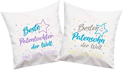 ShirtInStyle, Geschenkset, Kissenset beste Patentochter, bester Patensohn der Welt, danke das es dich gibt! Farbe weiß von ShirtInStyle