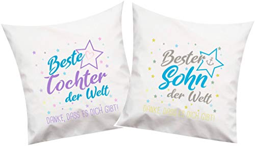 ShirtInStyle, Geschenkset, Kissenset beste Tochter, bester Sohn der Welt, danke das es dich gibt! Farbe weiß von ShirtInStyle