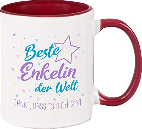 ShirtInStyle, Geschenkset, Tasse beste Enkelin der Welt, danke das es dich gibt! Farbe weinrot von ShirtInStyle