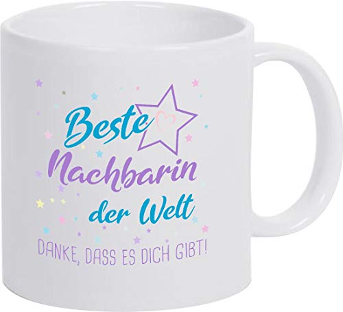 ShirtInStyle, Geschenkset, Tasse beste Nachbarin der Welt, danke das es dich gibt! Farbe weiß von ShirtInStyle