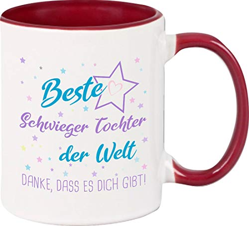 ShirtInStyle, Geschenkset, Tasse beste Schwieger Tochter der Welt, danke das es dich gibt! Farbe weinrot von ShirtInStyle