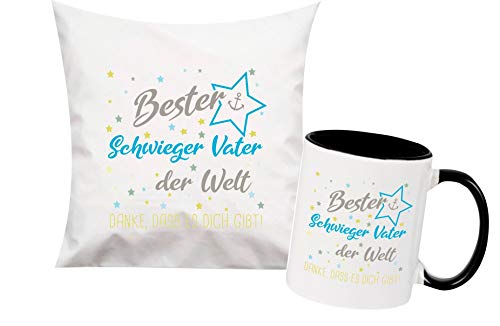 ShirtInStyle, Geschenkset, bester Schwieger Vater der Welt, danke das es dich gibt! Kissen- und Tasse als Set Farbe schwarz von ShirtInStyle