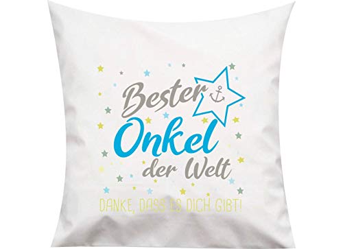 ShirtInStyle, Kissen bester Onkel der Welt, danke das es dich gibt! Größe 40x40cm mit Füllung, Farbe weiß von ShirtInStyle