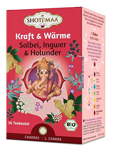 Shoti Maa BioAyurvedaTee Kraft Wärme Salbei Ingwer Holunder g, Holunderblüte, 32 g von Shoti Maa