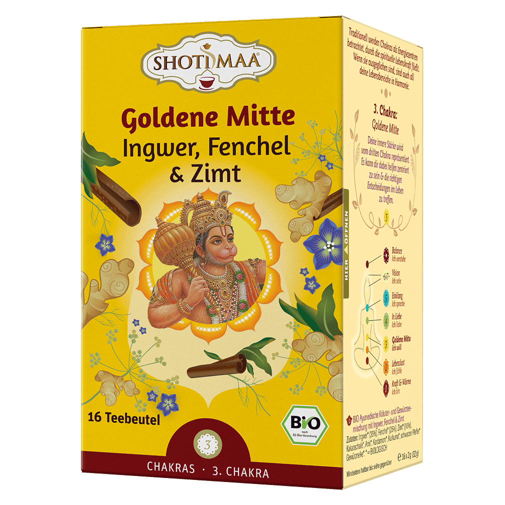 Bio Goldene Mitte Ingwer, Fenchel & Zimt Tee von Shotimaa