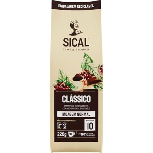 Sical Portugiesischer Clasico Normal gemahlener Kaffee Cafe 5 Estrelas 220G 1 Packung von Sical