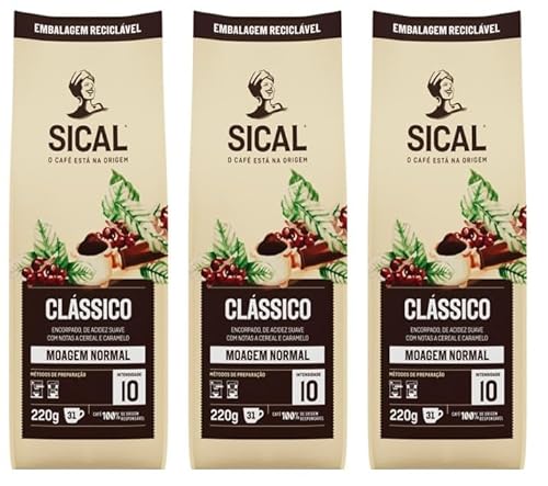 Sical Portugiesischer Clasico Normal gemahlener Kaffee Cafe 5 Estrelas 220G 3er Pack von Sical