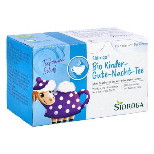 Sidroga Bio Kinder-Gute-Nacht-Tee: Kräutertee mit Melisse, Passionsblume und Lavendel für Kinder ab 4 Monaten, 20 Filterbeutel à 1,5 g von Sidroga