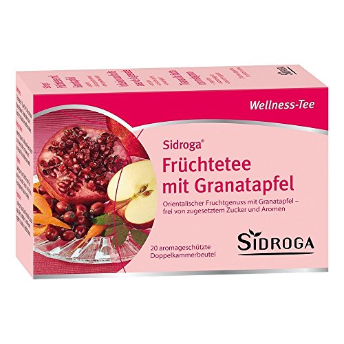 Sidroga Früchtetee mit Granatapfel: Orientalischer Fruchtgenuss mit Apfel, Hagebutte und Hibiskus, 20 Filterbeutel mit je 2 g von Sidroga