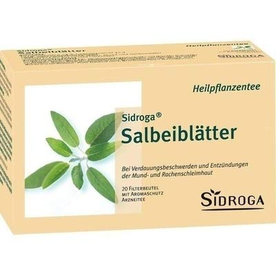 Sidroga Salbeiblätter-Tee – Arzneitee bei Halsschmerzen und Magen-Darm-Beschwerden – 20 Filterbeutel à 1,5 g von Sidroga