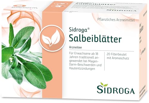 Sidroga Salbeiblätter-Tee – Arzneitee bei Halsschmerzen und Magen-Darm-Beschwerden – 20 Filterbeutel à 1,5 g von Sidroga