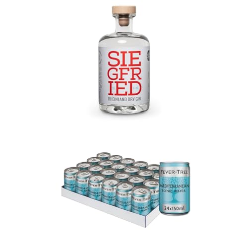 Siegfried Rheinland Dry Gin 500ml mit 24 x 150ml FEVER-TREE Mediterranean Tonic Water im Bundle von Siegfried