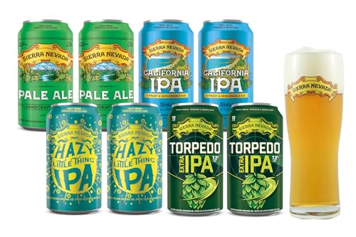 Sierra Nevada Brewing Craft Beer Mix Paket inkl. Glas, Set mit 4 verschiedenen Sorten, Pale Ale, Hazy IPA, Session IPA und Sierra Nevada Torpedo Extra IPA, Tolles Bier Geschenk, Bier Geschenkidee von Sierra Nevada