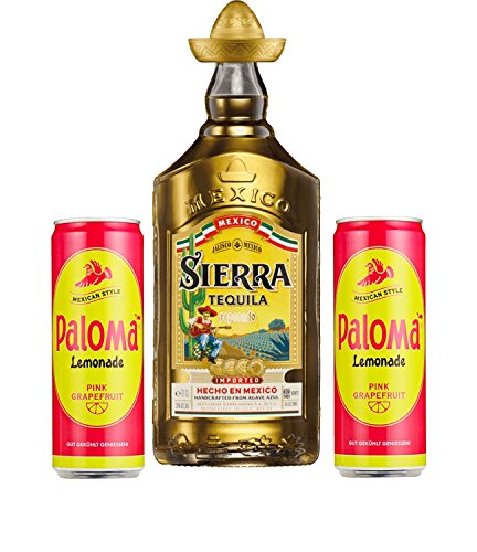 Sierra Paloma Cocktail Set - Sierra Tequila Reposado 0,7l 700ml (38% Vol) + 2x Paloma Pink Grapefruit Lemonade je 250ml -[Enthält Sulfite] von Sierra Tequila