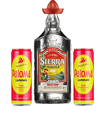 Sierra Paloma Cocktail Set - Sierra Tequila Silver 0,7l 700ml (38% Vol) + 2x Paloma Pink Grapefruit Lemonade je 250ml -[Enthält Sulfite] von Sierra Tequila