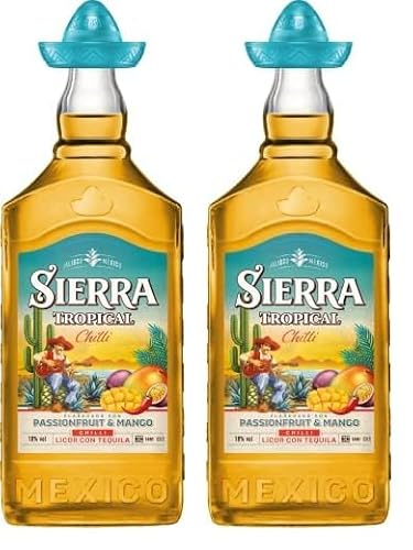 Sierra Tropical Chilli (1 x 700 ml) – Fruchtiger Likör mit Sierra Tequila Blanco – Shot mit Mango, Maracuja & Chili – mit 100% natürlichen Aromen – 18% Alk. (Packung mit 2) von Sierra Tequila