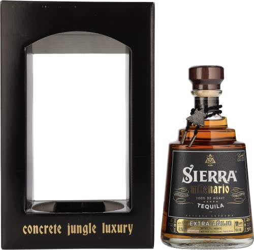 Sierra Milenario Extra Añejo (1 x 700 ml) – Extra Añejo Tequila aus 100 % Blaue Weber Agave – reift mindestens 3 Jahre in Limousin-Eichenfässern – ideal für den Pur-Genuss – 41,5 % Alk. von Sierra