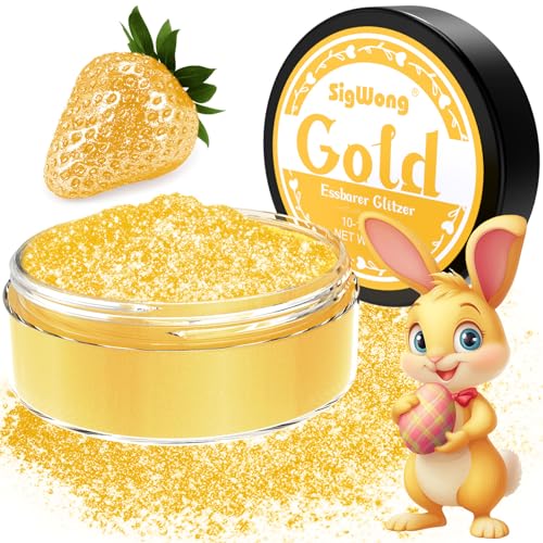 Essbarer Glitzer für Getränke, 15g Goldpulver Essbar für Torten, Essbarer Glitzer für Torten Cocktail Glitzer, Lebensmittelfarb Pulver Farbe für Cocktail Dekoration, Getränke, Cupcakes, Fondant– Gold von SigWong