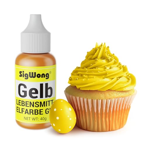 Lebensmittelfarbe Gel, 40g Lebensmittel Farbe Pastell für Fondant, Lebendiger Lebensmittelfarben für Buttercreme, Kuchen Backen, Kekse, Diy Seifen, Macaron, Slime-Gelb von SigWong