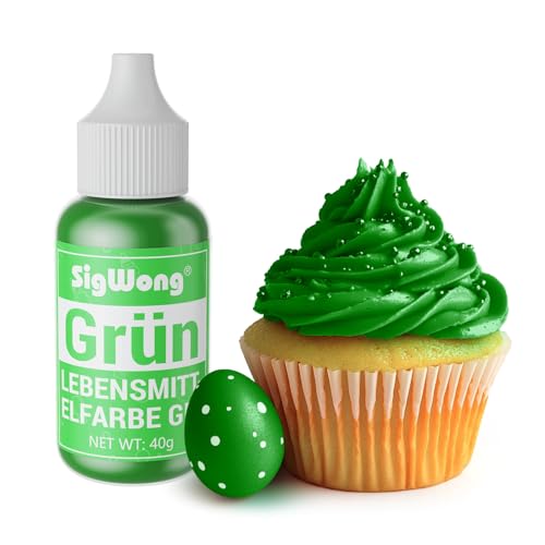 Lebensmittelfarbe Gel, 40g Lebensmittel Farbe Pastell für Fondant, Lebendiger Lebensmittelfarben für Buttercreme, Kuchen Backen, Kekse, Diy Seifen, Macaron, Slime-Grün von SigWong