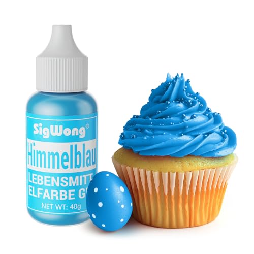 Lebensmittelfarbe Gel, 40g Lebensmittel Farbe Pastell für Fondant, Lebendiger Lebensmittelfarben für Buttercreme, Kuchen Backen, Kekse, Diy Seifen, Macaron, Slime-Himmelblau von SigWong