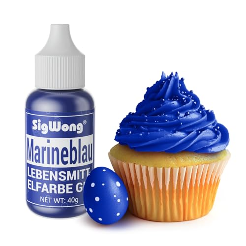 Lebensmittelfarbe Gel, 40g Lebensmittel Farbe Pastell für Fondant, Lebendiger Lebensmittelfarben für Buttercreme, Kuchen Backen, Kekse, Diy Seifen, Macaron, Slime-Marineblau von SigWong