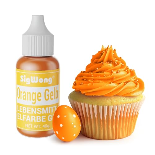 Lebensmittelfarbe Gel, 40g Lebensmittel Farbe Pastell für Fondant, Lebendiger Lebensmittelfarben für Buttercreme, Kuchen Backen, Kekse, Diy Seifen, Macaron, Slime-Orange Gelb von SigWong