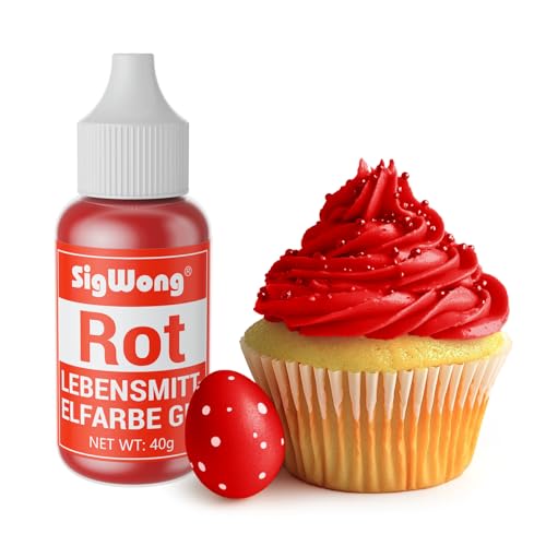 Lebensmittelfarbe Gel, 40g Lebensmittel Farbe Pastell für Fondant, Lebendiger Lebensmittelfarben für Buttercreme, Kuchen Backen, Kekse, Diy Seifen, Macaron, Slime-Rot von SigWong