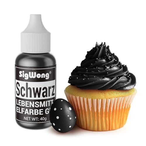 Lebensmittelfarbe Gel, 40g Lebensmittel Farbe Pastell für Fondant, Lebendiger Lebensmittelfarben für Buttercreme, Kuchen Backen, Kekse, Diy Seifen, Macaron, Slime-Schwarz von SigWong