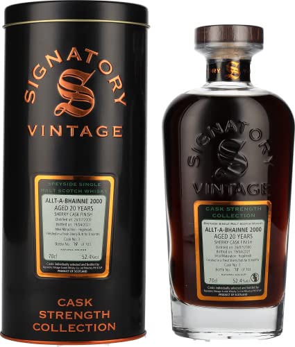 Signatory Vintage ALLT-A-BHAINNE 21 Years Old Cask Strength 2000 52,4% Vol. 0,7l in Tinbox von Signatory Vintage