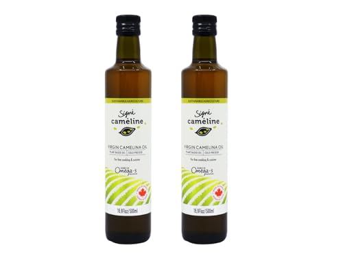 Kaltgepresstes natives Leindotteröl, 500ml X 2 von Signé Caméline | Hoher Rauchpunkt 246°C | Reich an Omega-3 & Vitamin E | Alternative zu Olivenöl | Vegan | Hergestellt in Kanada | GVO-frei von Signé Caméline