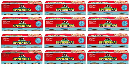 12x Simmenthal Menosale Leckeres Mageres Fleisch in Gemüsegelee und Honig mit -26% Salz (3 x 90g) Dosenfleisch Fertiggericht aus Rindfleisch von Simmenthal