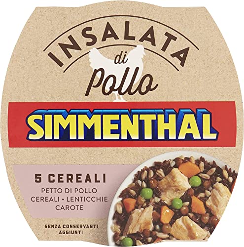 Simmenthal Insalata Di Pollo 5 Cereali Hühnersalat 5 Müsli 160g Hühnerbrust mit Müsli, Linsen und Karotten Frei von Konservierungsstoffen Fertiggerichte von Simmenthal