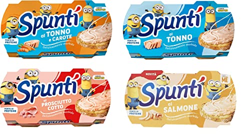 TESTPAKET Simmenthal Spuntì Streichfähiges Produkt aus Thunfisch - gekochtem Schinken - Thunfisch und Ingwer - Lachs ( 8 x 84g ) Snack 100% italienisch von Simmenthal