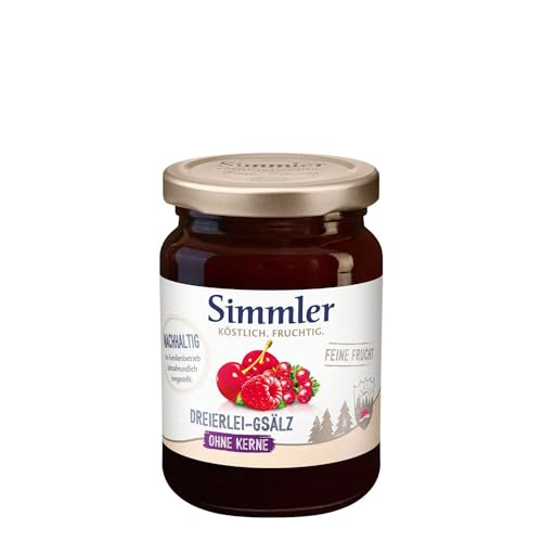 Simmler Feine Frucht Dreierlei-Gsälz, Fruchtaufstrich, 225g von Simmler