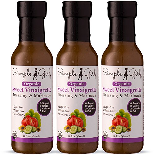 Simple Girl Bio Sweet Vinaigrette zuckerfreies Salatdressing – 3 Flaschen – 340 ml – zertifiziert biologisch – koscher – glutenfrei – vegan – kohlenhydratfrei – fettfrei – kalorienarm diätfreundlich von Simple Girl