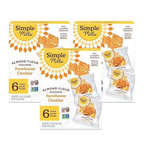 Simple Mills Mandelmehl-Knallbonbons, Farmhouse Cheddar Snack-Packungen, glutenfrei, gesunde Snacks, 140 ml, 3 Stück von Simple Mills