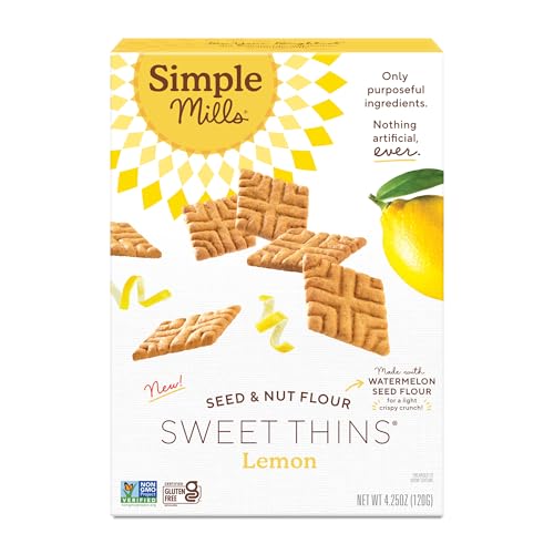 Simple Mills Zitronensamen- und Nussmehl, süß, dünn, Paleo-freundlich und lecker, süße, dünne Kekse, gut für Snacks, nährstoffdicht, 120 g (1 Stück) von Simple Mills