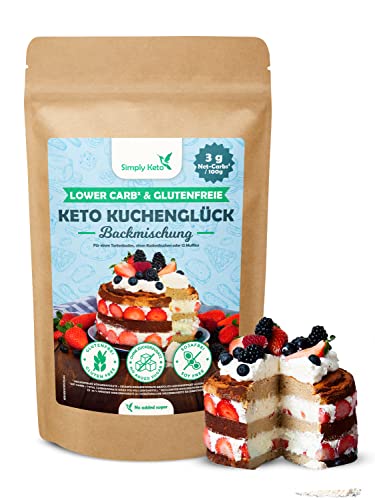 Simply Keto Kuchenglück Lower Carb* Kuchen Backmischung - Cake Mix für Kuchen, Biskuit-Tortenboden oder Muffins - Nur 3,2g Netto-Kohlenhydrate pro 100g - Geeignet für Ketogene Ernährung - 360g von Simply Keto