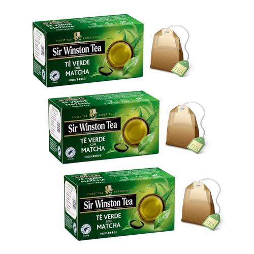 DEU | Sir Winston Tea® | Grüner Tee mit Matcha – 60 Teefilter | Grüntee-Hüllen mit Matcha-Grüntee von Sir Winston Tea