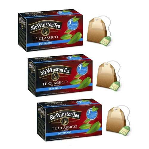 DEU | Sir Winston Tea® | Klassischer Schwarztee ohne Lösungsmittel – 3 x 20 Teefilter (90 g) | Ceylon schwarzer entkoffeinierter Tee von Sir Winston Tea