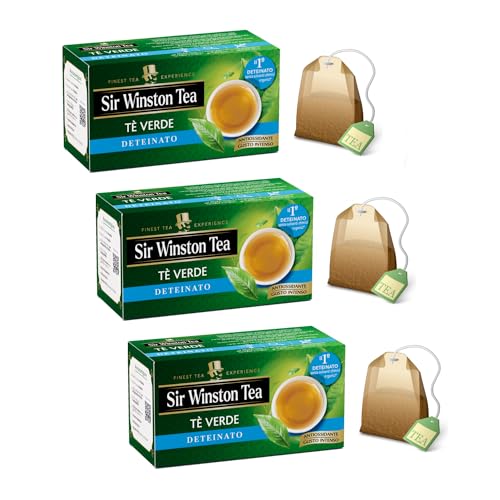 DEU | Sir Winston Tea® | Lösungsmittelfreier entkoffeinierter grüner Tee | Zarter und frischer entkoffeinierter Tee – 3 x 20 Teefilter von Sir Winston Tea