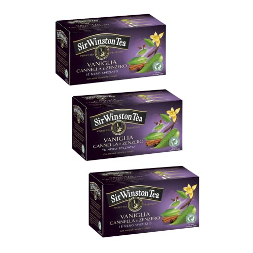 DEU | Sir Winston Tea® | Schwarzer Tee Vanille Zimt Ingwer - 3 x 20 Filter (120 Gr) | Schwarztee-Vanille und gemischte Gewürze von Sir Winston Tea