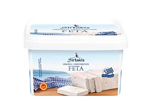 Sirtakis Feta Schafskäse - 6x 800g Behälter - Schafkäse Fetakäse griechischer Feta Schaf Käse Salzlake im Plastikbehälter Griechenland 43% Fett i.Tr. mikrobielles Lab vegetarisch glutenfrei Halal von Sirtakis