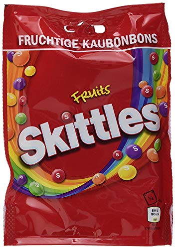 12 Beutel a 160g Skittles Fruits fruchtige Kaubonbons a 160g Kaudragees in knuspriger Zuckerhülle mit Fruchtgeschmack von Skittles