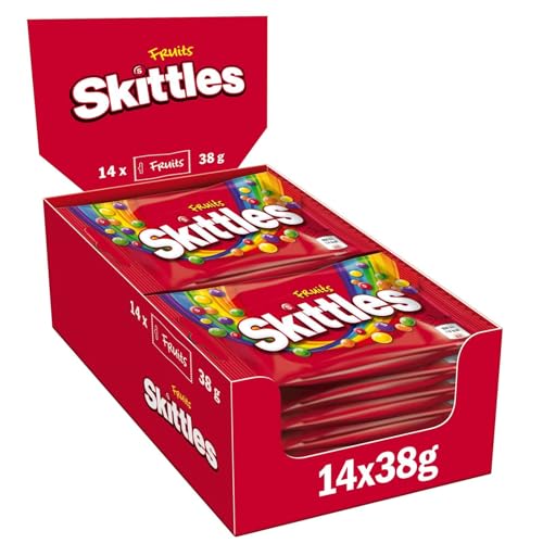 Skittles Vegane Süßigkeiten, Frucht- und Kaubonbons, Großpackung Bonbons, Süßigkeiten Geschenkbox 14 Beutel à 38g von Skittles