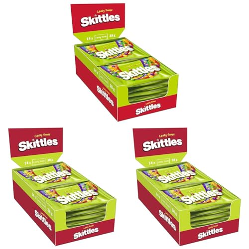 Skittles Süßigkeiten | Crazy Sours | American Football Snacks | Kaubonbons mit Orange, Limette, Zitrone und weiteren Aromen | Vegan | 14 x 38 g | 0,53 kg (Packung mit 3) von Skittles