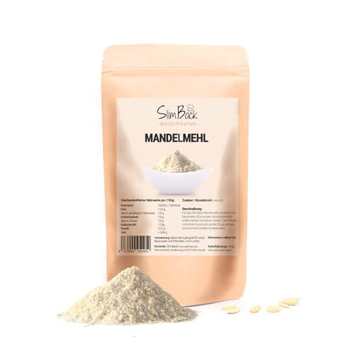 SlimBack - Mandelmehl - blanchiert & teilentölt - 1er-Set (245g) - Keto, vegan & glutenfrei - Mehl Ersatz mit 51g Protein zum Backen von SlimBack