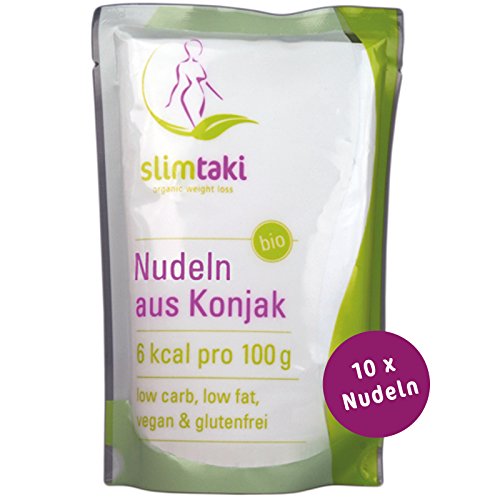 Slimtaki - 10 x BIO Konjak Nudeln (200g) [Low-Carb, Shirataki, Glucomannane] Tausendkraut von Slimtaki