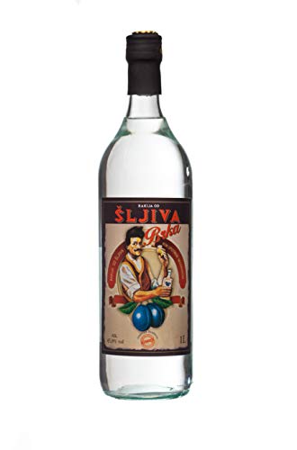 Starker Kristallklarer reiner Pflaumenbrand Sliwowitz Rakija retro Design 1L von Sliwowitz Simex